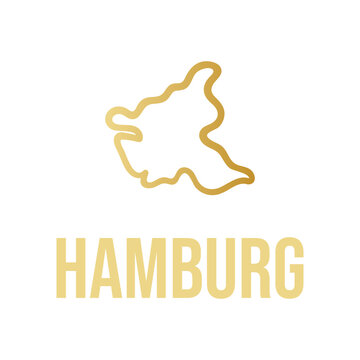 Hamburg city-state outline golden gradient map