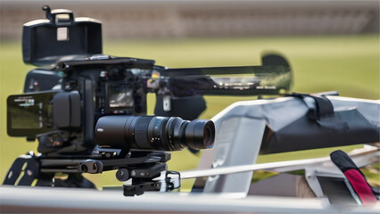 video camera on white background