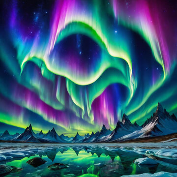 Ethereal Cosmos - A mesmerizing celestial scene with aurora borealis, gravity waves, and Alpha Centauri Gen AI