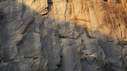 a cliff face showing rock wall at early dawn, with golden hour light pouring onto the natural scene; background image