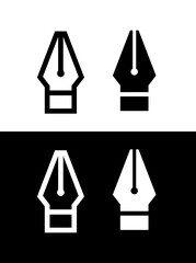 Set of icons Iron pen for writing. Symbol of literacy or writing. An attribute of a writer or writing, literature or calligraphy.