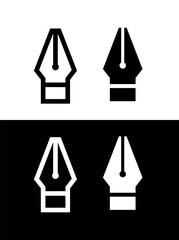 Set of icons Iron pen for writing. Symbol of literacy or writing. An attribute of a writer or writing, literature or calligraphy.