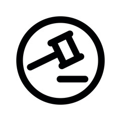Judge gavel icon. Symbol of justice, decision, sentence or trial. Attribute of laws, lawyer or auction and bidding. - obrazy, fototapety, plakaty