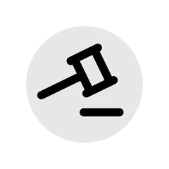 Judge gavel icon. Symbol of justice, decision, sentence or trial. Attribute of laws, lawyer or auction and bidding.