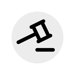 Judge gavel icon. Symbol of justice, decision, sentence or trial. Attribute of laws, lawyer or auction and bidding.