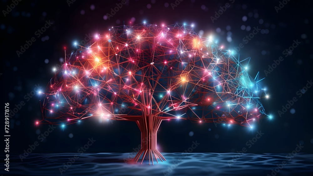 Poster ai and computer brain. high technology, digital big data concept. neural network, blockchain cloud t