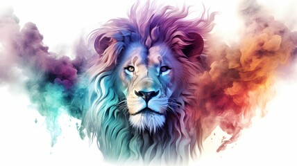 low poly lion vector isolated with smoke illustration