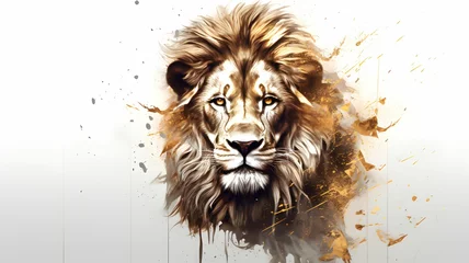 Foto op Aluminium low poly lion vector isolated with smoke illustration © irawan