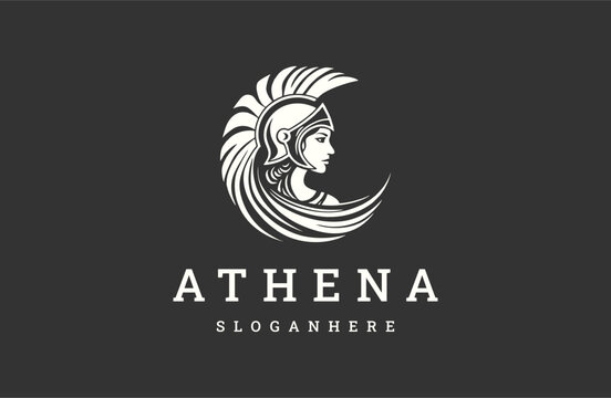 Goddess greek athena logo icon design template.
