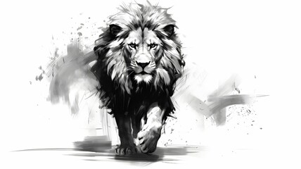 low poly lion vector isolated with smoke illustration - obrazy, fototapety, plakaty