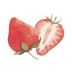 水彩で描いたイチゴのイラスト