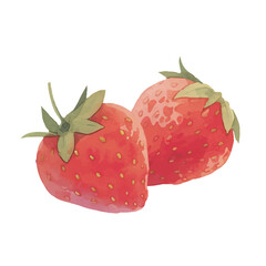 水彩で描いたイチゴのイラスト