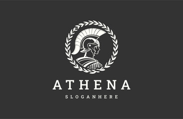 Goddess greek athena logo icon design template. - obrazy, fototapety, plakaty