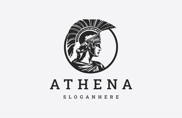 Goddess greek athena logo icon design template.