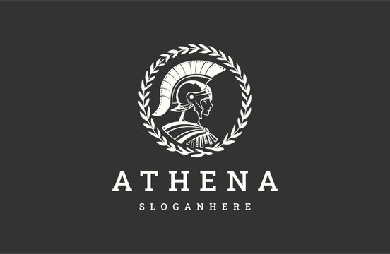 Goddess greek athena logo icon design template.