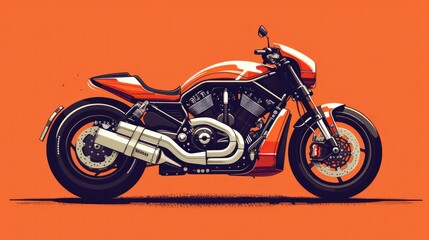 Obraz na płótnie Canvas Big bike motorcycle geometry in vector on orange background