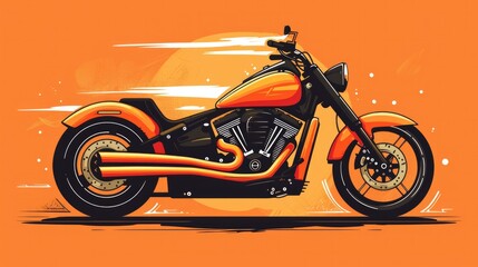 Obraz na płótnie Canvas Big bike motorcycle geometry in vector on orange background