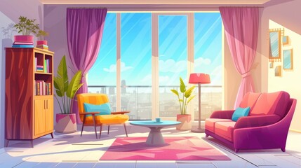 Fototapeta na wymiar Living room graphic color home interior sketch illustration vector