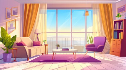 Living room graphic color home interior sketch illustration vector