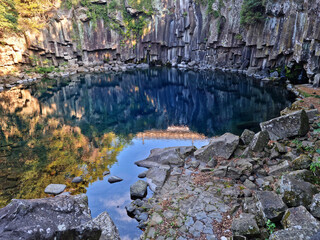 Fototapeta premium This is the first Cheonjeyeon waterfall in Jeju Island.