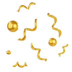 Gold confetti 3D Illustration