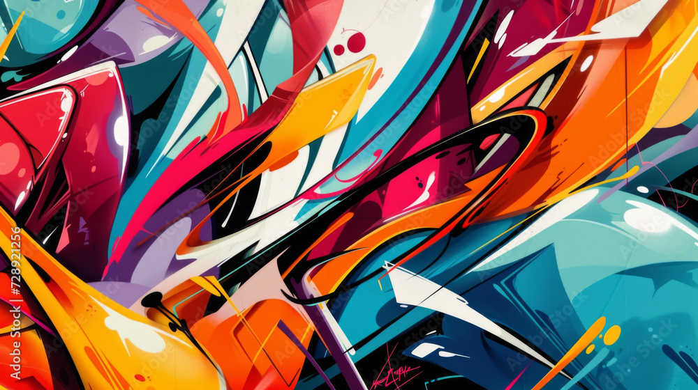 Poster fluid and dynamic strokes of vibrant hues and intricate designs representing the everevolving and un