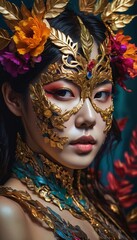 Fototapeta na wymiar woman in carnival mask