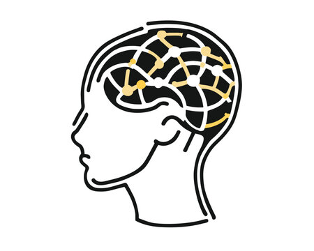 illustration of human head brain tissue. vector isolated on white background. modern business theme design. ai generative design