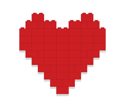 Red heart made of blocks on white background vector illustration