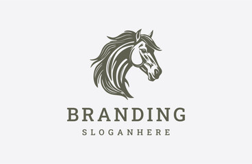 Head horse logo style icon design template flat vector