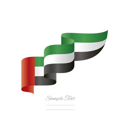 UAE red green white black wavy flag ribbon creative design logo. Premium flag of UAE vector design isolated on white background