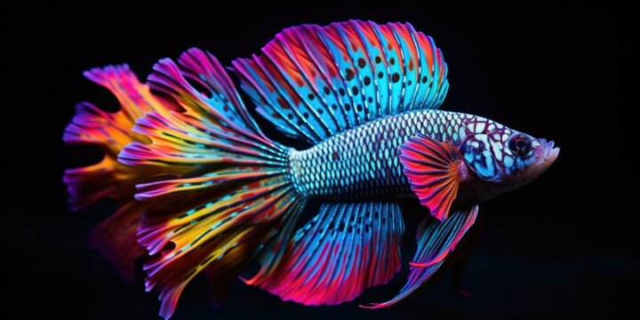 A colorful fish with bright colors. Generative AI.