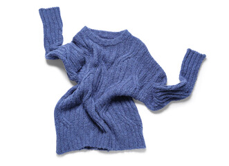 Stylish crumpled sweater isolated on white background