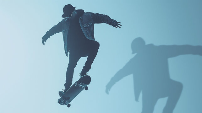 Urban Flight: Skateboarder Mid-Air - Powered by Adobe