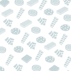 wafer and biscuit icon patterns, various types of wafers and biscuits. vector eps 10