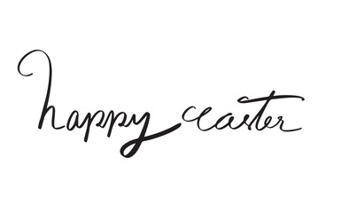 Happy easter black color calligraphy handwritten text font easter egg vector illustration spring time greeting design rabbit bunny ear pattern concept typography gift event festive march april month 