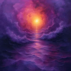 Zelfklevend Fotobehang Dreamy Dusks: Purple and Orange Sunsets in Paintings © Sekai