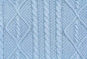 Texture of stylish knitted fabric as background
