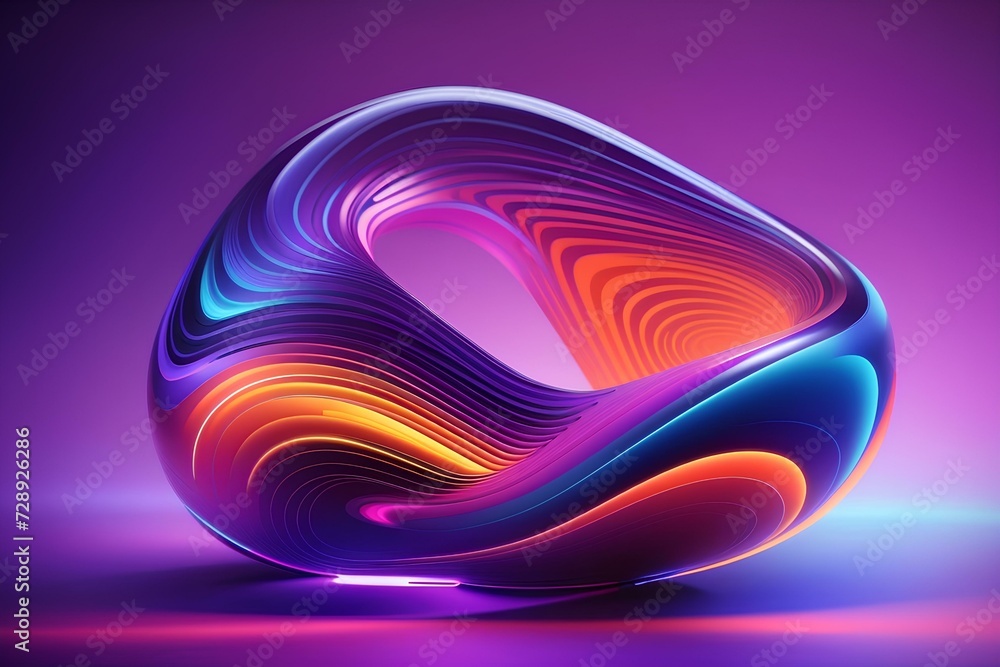 Poster colorful background with abstract shape glowing in ultraviolet spectrum,
