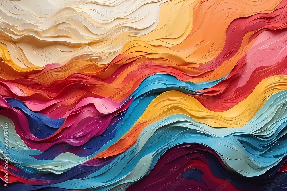 Poster abstract colorful wavy object background, created by ai generated