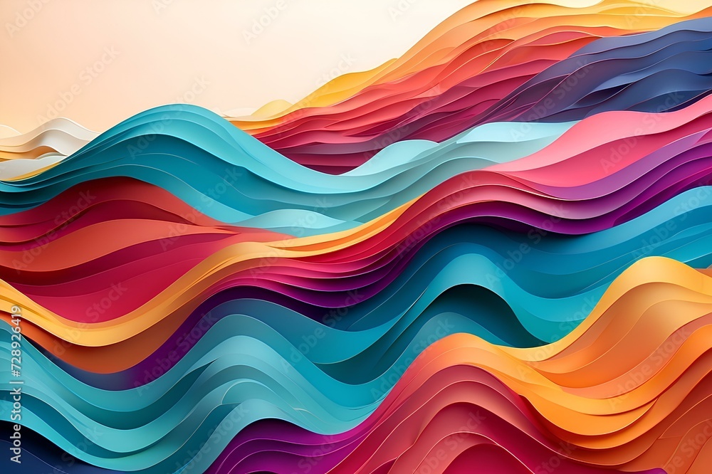 Poster abstract colorful wavy object background, created by ai generated