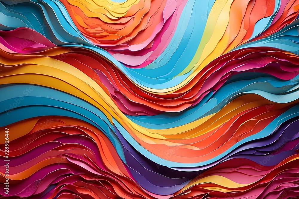 Poster abstract colorful wavy object background, created by ai generated