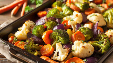 Bursting with flavor and color this roasted vegetable medley features firekissed broccoli cauliflower and carrots topped with a sprinkle of fragrant herbs and es.