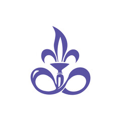 Blue Flower and Torch Element Illustration