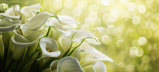 White calla lilies with a soft, dreamy background © Bougie Banana