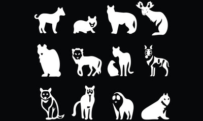 Zoo logo, animals vector black background