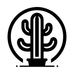 cactus plant icon vector clipart, symbol, black color silhouette
