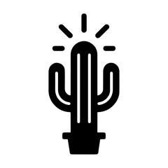 cactus plant icon vector clipart, symbol, black color silhouette