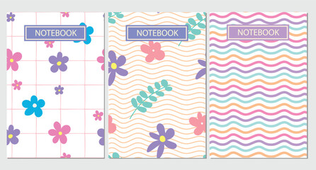 Trendy covers set. Cool abstract and floral design. Seamless pattern, easy to re-size. For notebooks, planners, brochures, books, catalogs etc. Vector illustration.