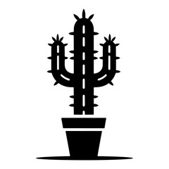 cactus plant icon vector clipart, symbol, black color silhouette